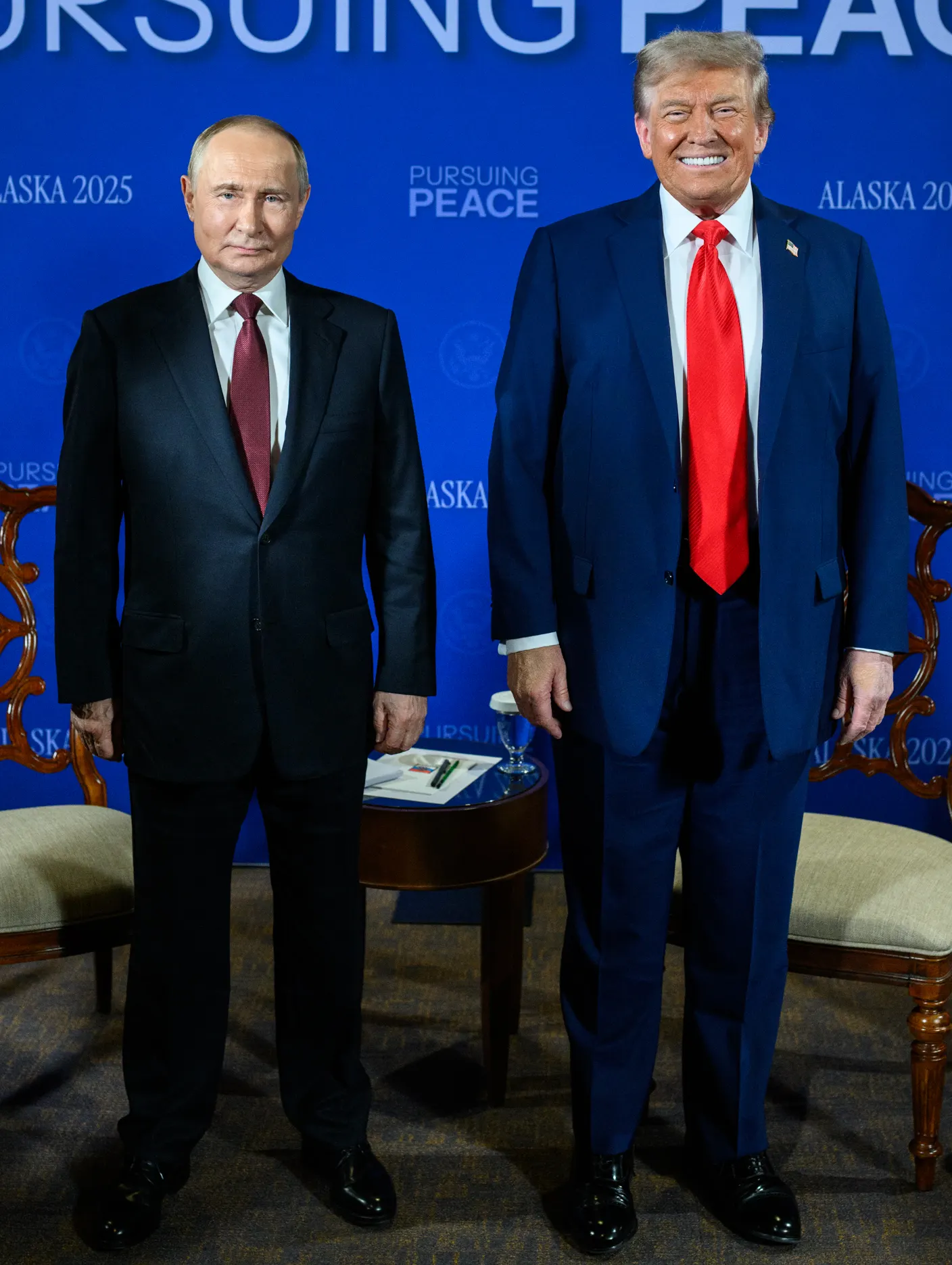 Trump and Putin at the Alaska summit, 2025